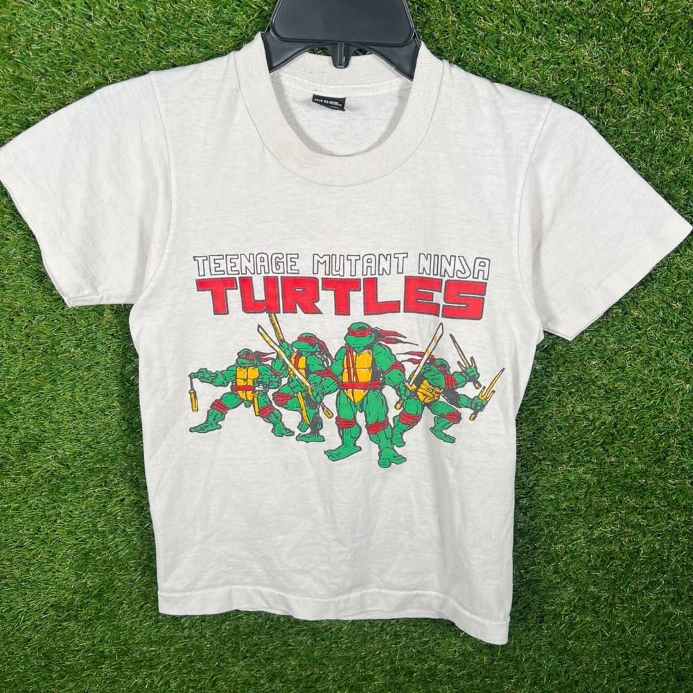 Vintage 80s Teenage Mutant Ninja Turtles Screen Stars Kids T-Shirt Size 14-16